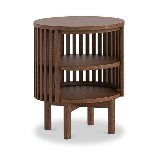 Soho Dark Oak Slatted Open Shelf Side Table