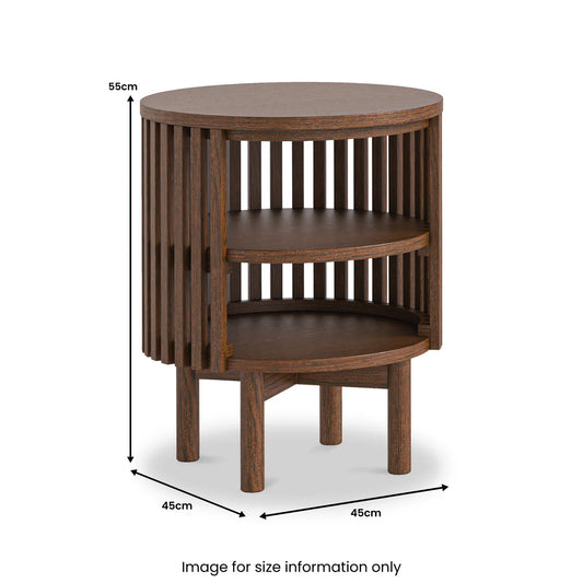 Soho Dark Oak Slatted Open Shelf Side Table for Sale Online - Blythe Living