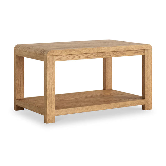 Thurlestone Curved Oak 2 Drawer Coffee Table with Shelf