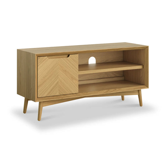 Valencia Oak Herringbone 110cm Small Storage TV Unit