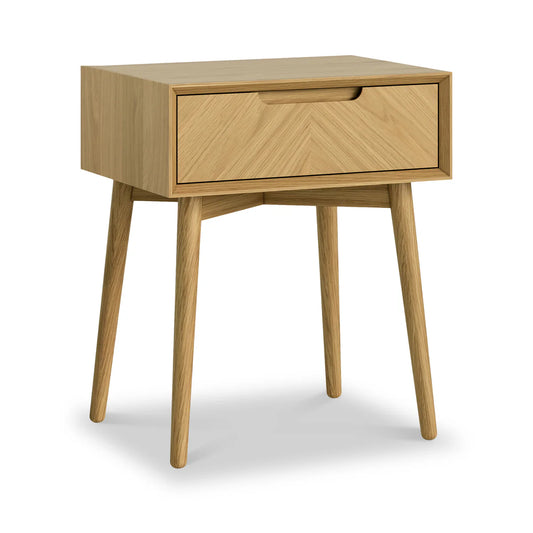Valencia Oak Herringbone 1 Drawer Lamp Table