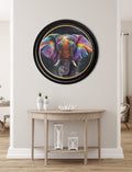 Elephant Print 'Wisdom' by Amy Ansell - Oxford Round Frame - Blythe Living