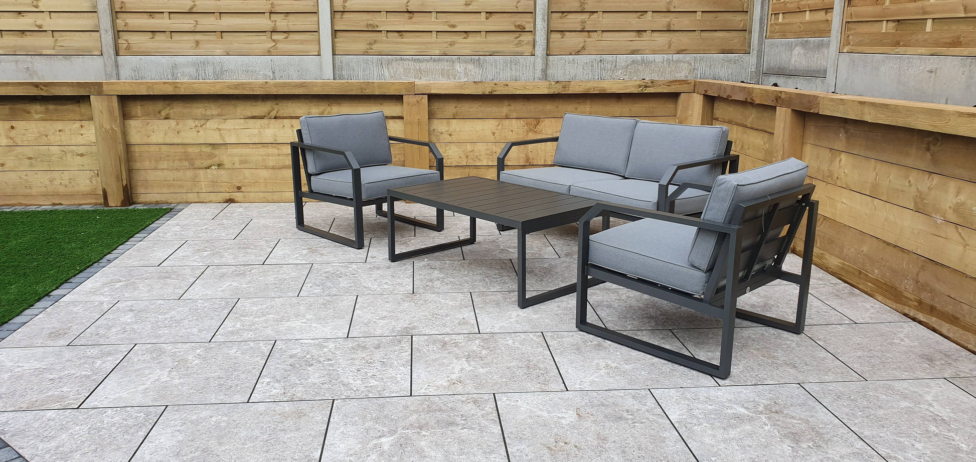 Alarna Aluminium 4 Seat Sofa Set In Grey - Blythe Living