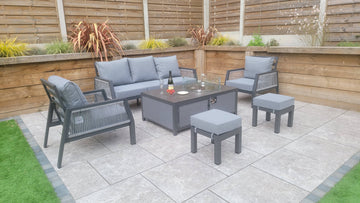 Bettina 3 Seat Sofa + 2 Armchairs & Gas Fire Pit Table - Blythe Living