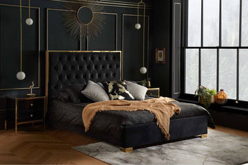 Chelsea Fabric Bed Black - Blythe Living