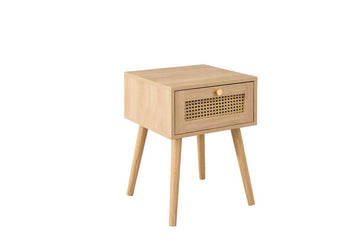 Croxley 1 Drawer Rattan Bedside Oak - Blythe Living