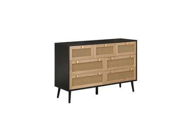 Croxley 7 Drawer Rattan Chest Black - Blythe Living