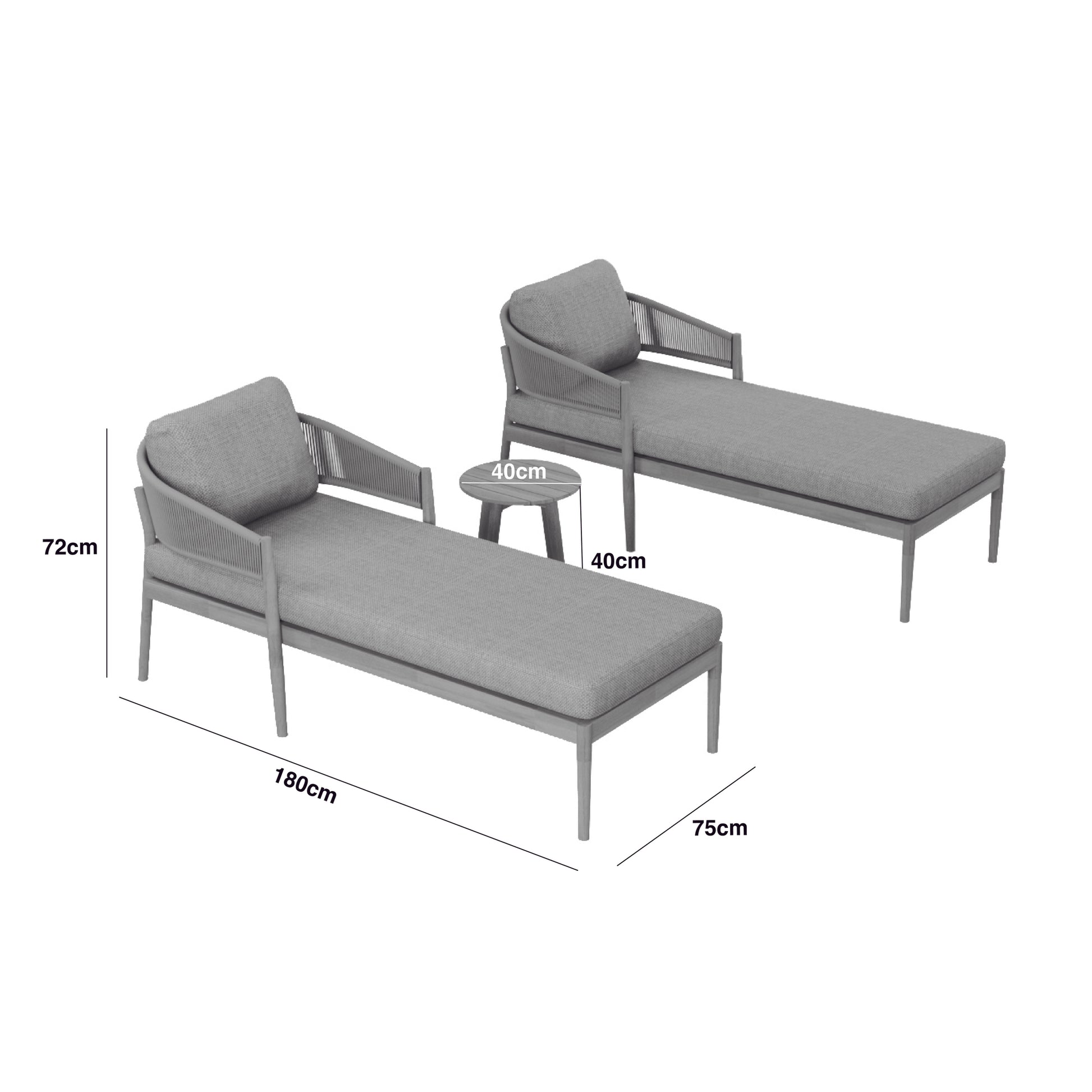 Maze - Porto Rope Weave Double Sun Lounger Set with Small Round Coffee Table - Blythe Living