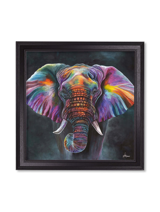 Elephant Print 'Wisdom' by Amy Ansell - Black Square Frame - Blythe Living