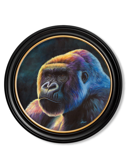Gorilla Print 'Power' by Amy Ansell - Oxford Round Frame - Blythe Living