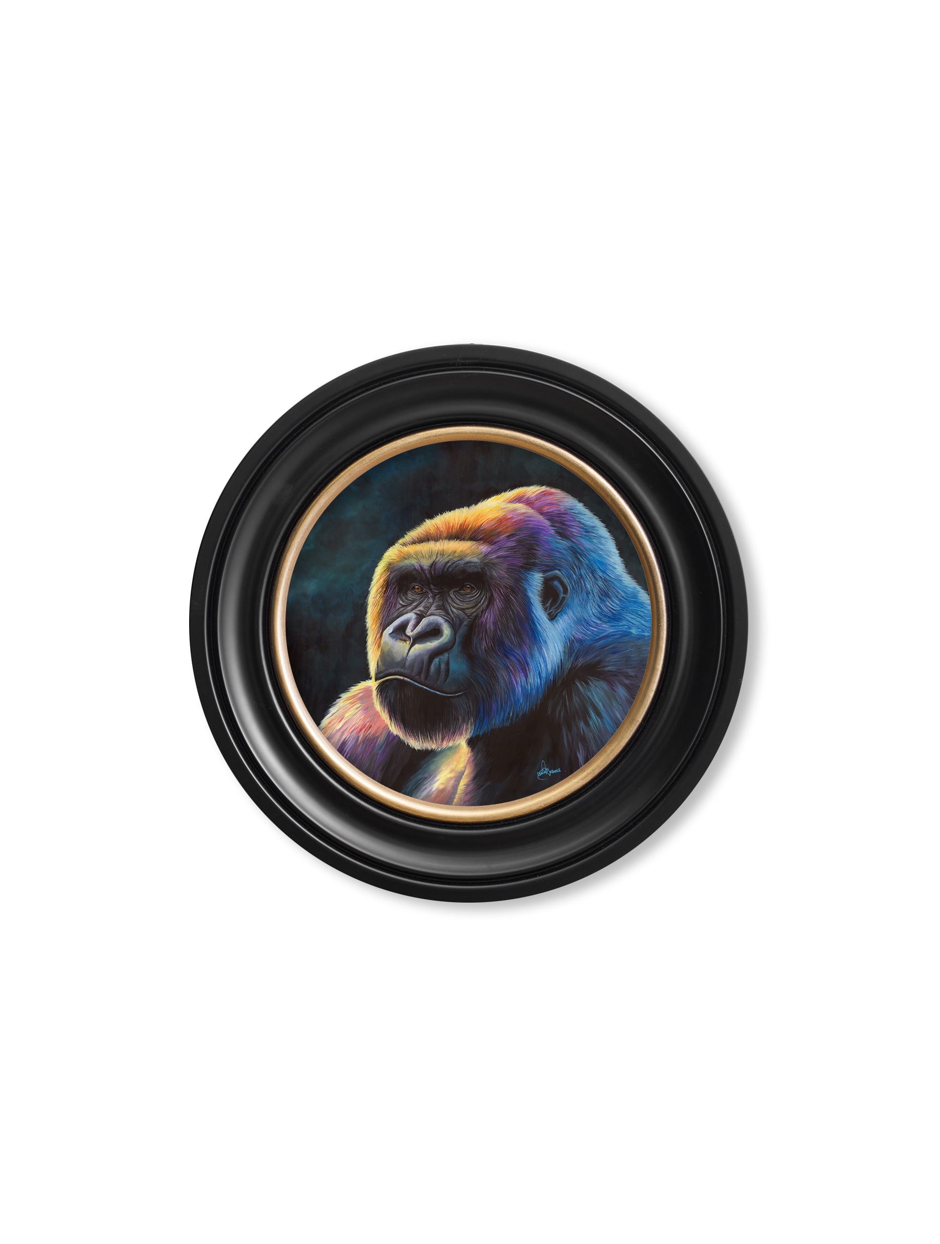 Gorilla Print 'Power' by Amy Ansell - Oxford Round Frame - Blythe Living