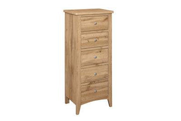 HAMPSTEAD 5 DRAWER TALL CHEST OAK - Blythe Living