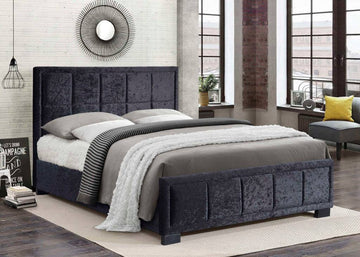 Hannover Fabric Bed Black Crushed Velvet - Blythe Living