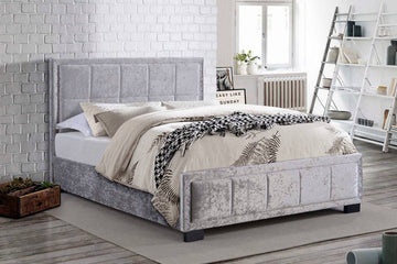 Hannover Fabric Bed Steel Crushed Velvet - Blythe Living