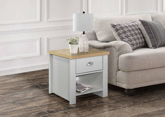 HIGHGATE 1 DRAWER LAMP TABLE GREY - Blythe Living
