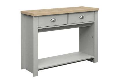 HIGHGATE 2 DRAWER CONSOLE TABLE GREY & OAK EFFECT - Blythe Living