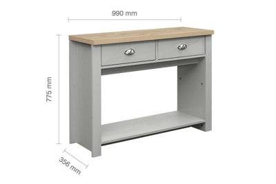 HIGHGATE 2 DRAWER CONSOLE TABLE GREY & OAK EFFECT - Blythe Living