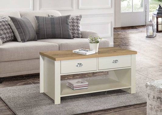HIGHGATE 2 DRAWER COFFEE TABLE CREAM - Blythe Living