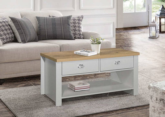 HIGHGATE 2 DRAWER COFFEE TABLE GREY - Blythe Living