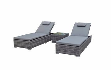 Jessica Pair of Sun Loungers Grey - Blythe Living