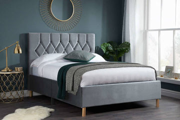 Loxley Fabric Bed Grey - Blythe Living