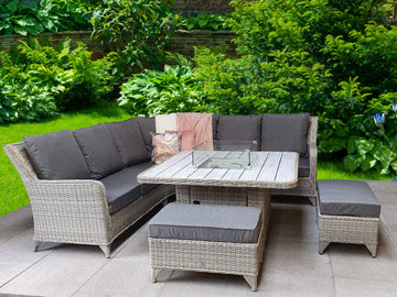 Meghan Large Corner Dining with Firepit - Blythe Living