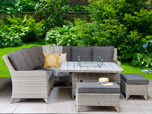 Meghan Large Corner Dining with Firepit - Blythe Living