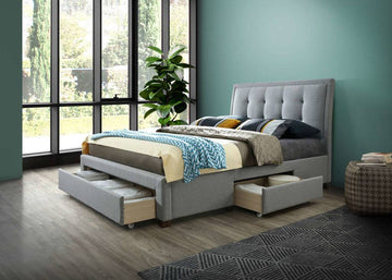 Shelby Fabric Bed Grey - Blythe Living