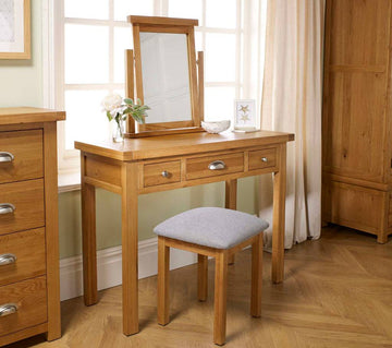 Woburn 3 Drawer Dressing Table Oak Veneers - Blythe Living