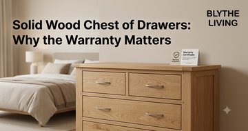 Solid wood chest of drawers in a bedroom
