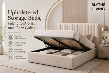 Upholstered storage bed with premium fabric finish