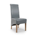 Krista Roll Back Bonded Leather Grey Dining Chair - Blythe Living