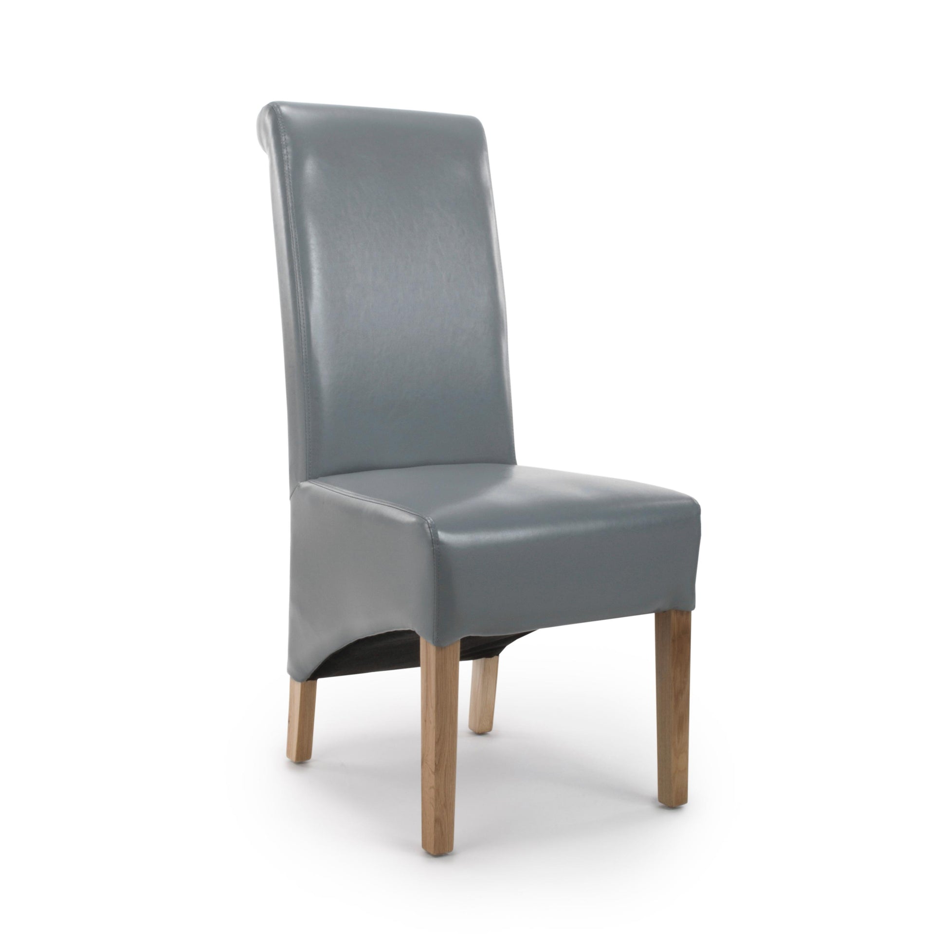 Krista Roll Back Bonded Leather Grey Dining Chair - Blythe Living