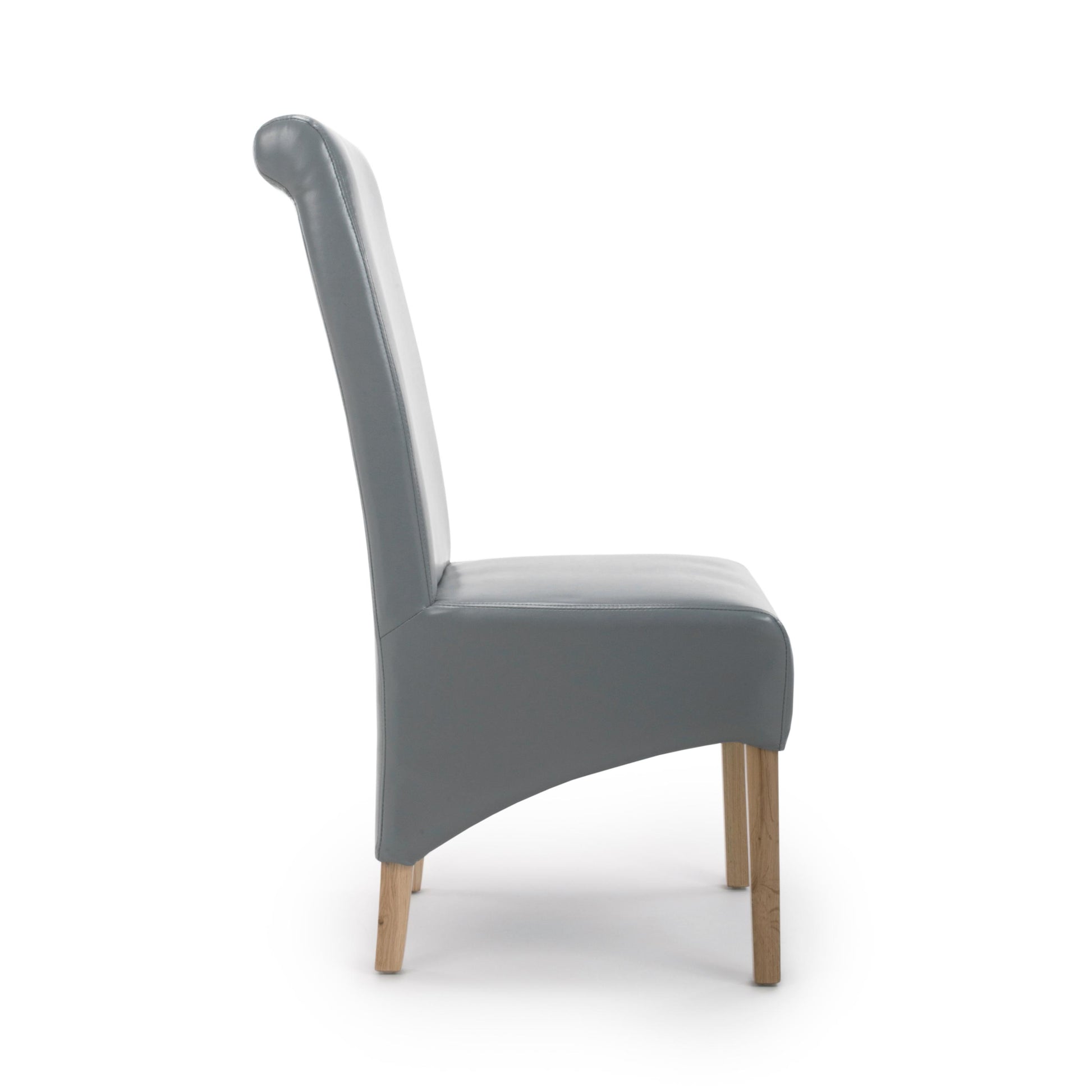 Krista Roll Back Bonded Leather Grey Dining Chair - Blythe Living