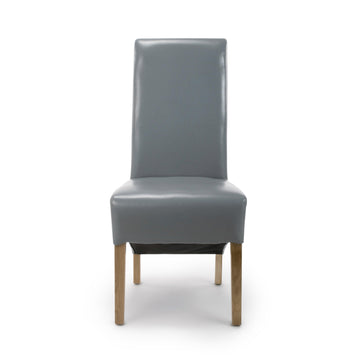 Krista Roll Back Bonded Leather Grey Dining Chair - Blythe Living