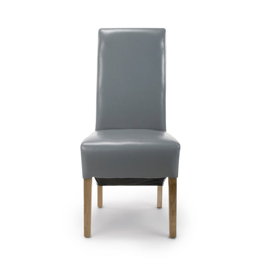 Krista Roll Back Bonded Leather Grey Dining Chair - Blythe Living