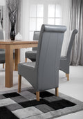 Krista Roll Back Bonded Leather Grey Dining Chair - Blythe Living