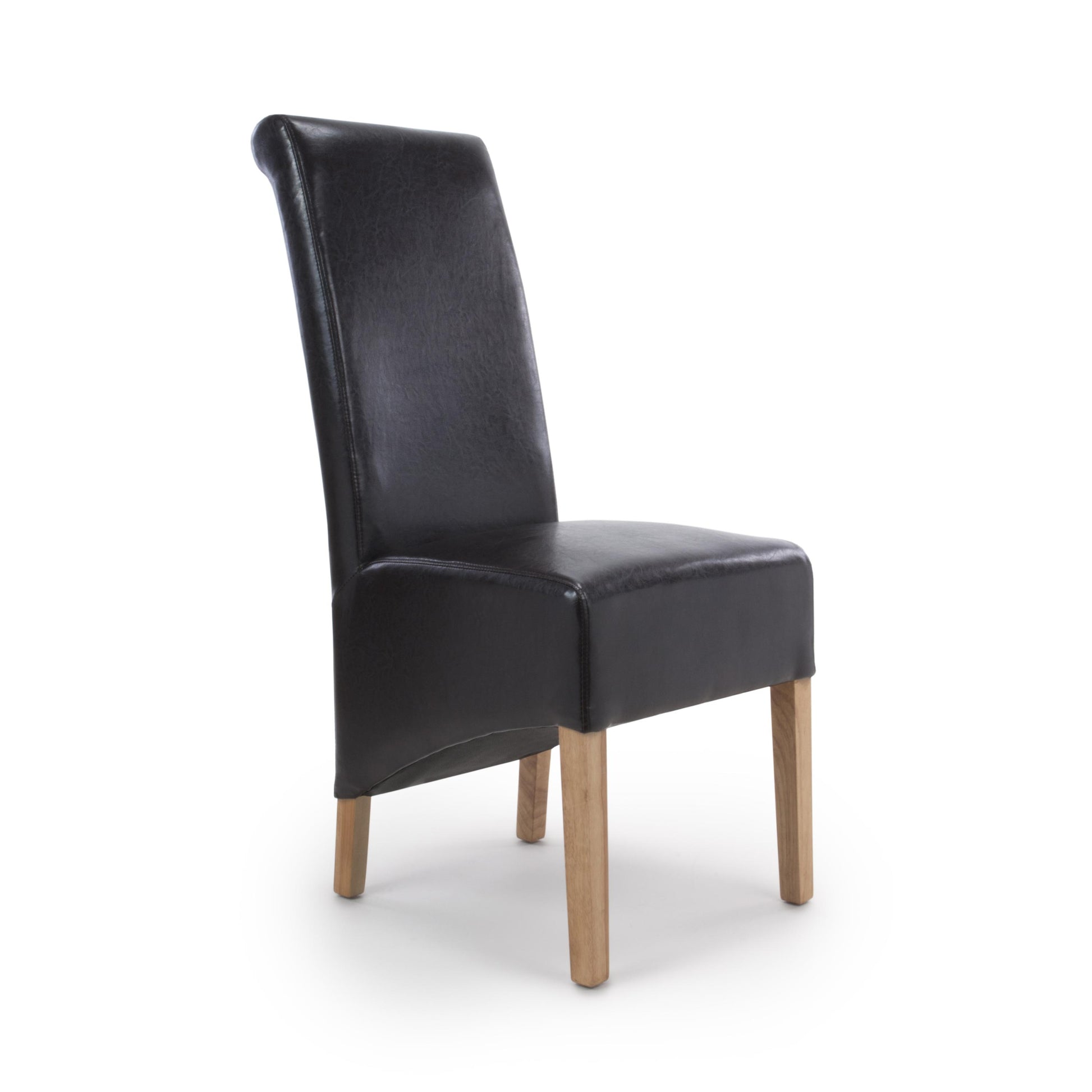 Krista Roll Back Bonded Leather Black Dining Chair - Blythe Living