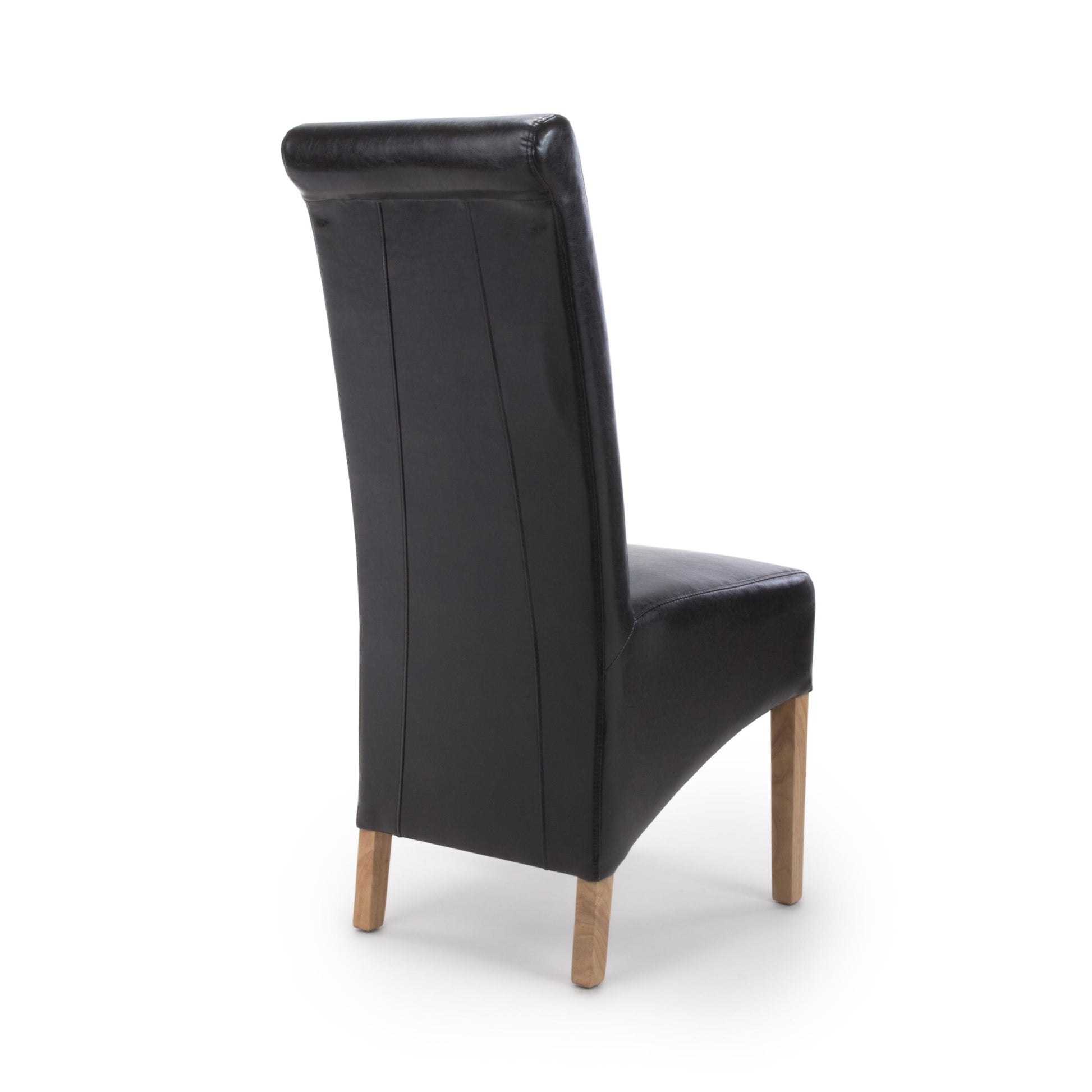 Krista Roll Back Bonded Leather Black Dining Chair - Blythe Living