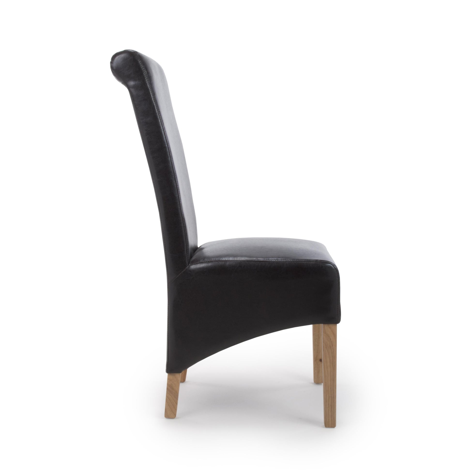 Krista Roll Back Bonded Leather Black Dining Chair - Blythe Living