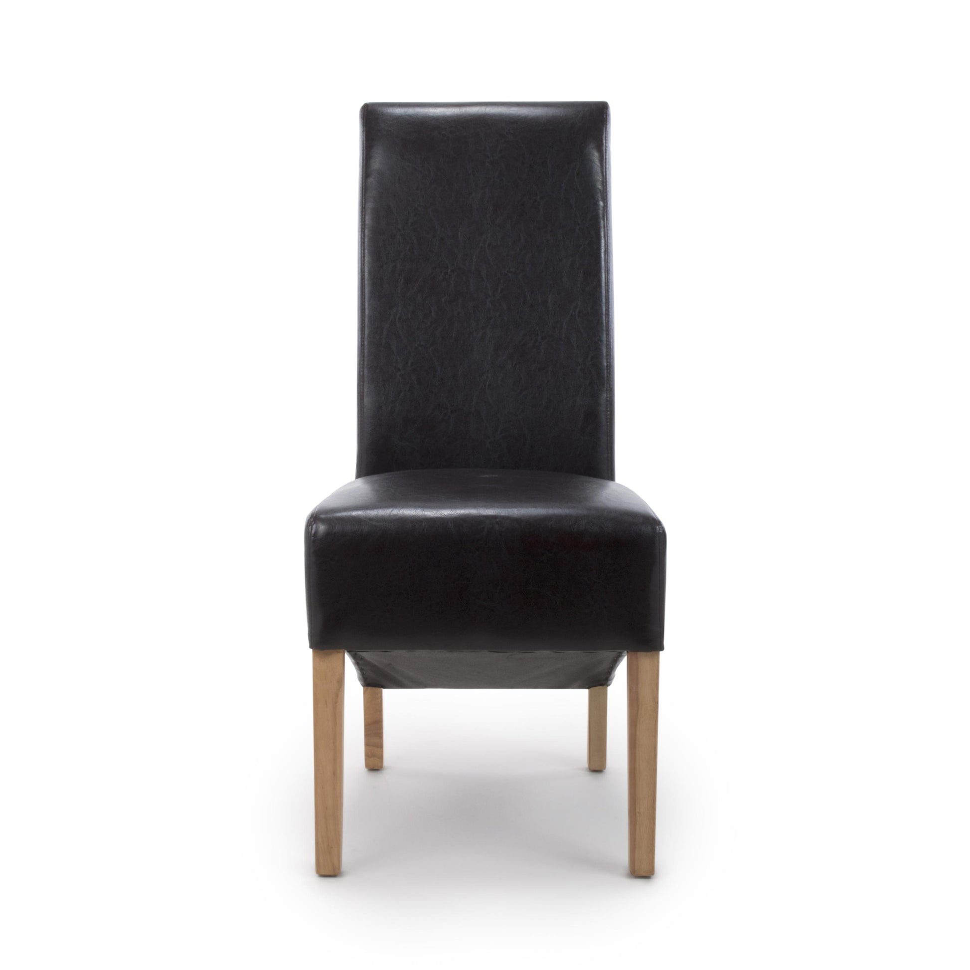 Krista Roll Back Bonded Leather Black Dining Chair - Blythe Living