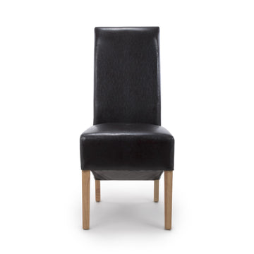 Krista Roll Back Bonded Leather Black Dining Chair - Blythe Living