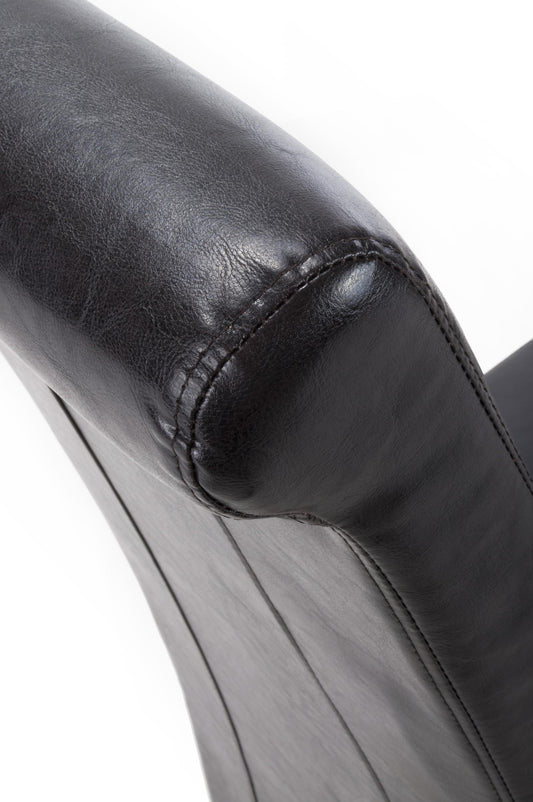 Krista Roll Back Bonded Leather Black Dining Chair - Blythe Living