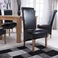 Krista Roll Back Bonded Leather Black Dining Chair - Blythe Living