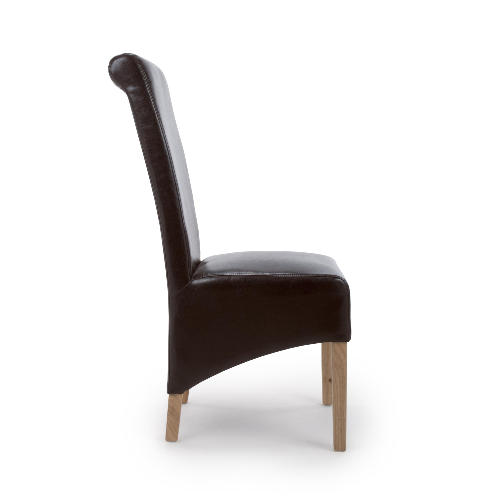 Krista Roll Back Bonded Leather Brown Dining Chair - Blythe Living