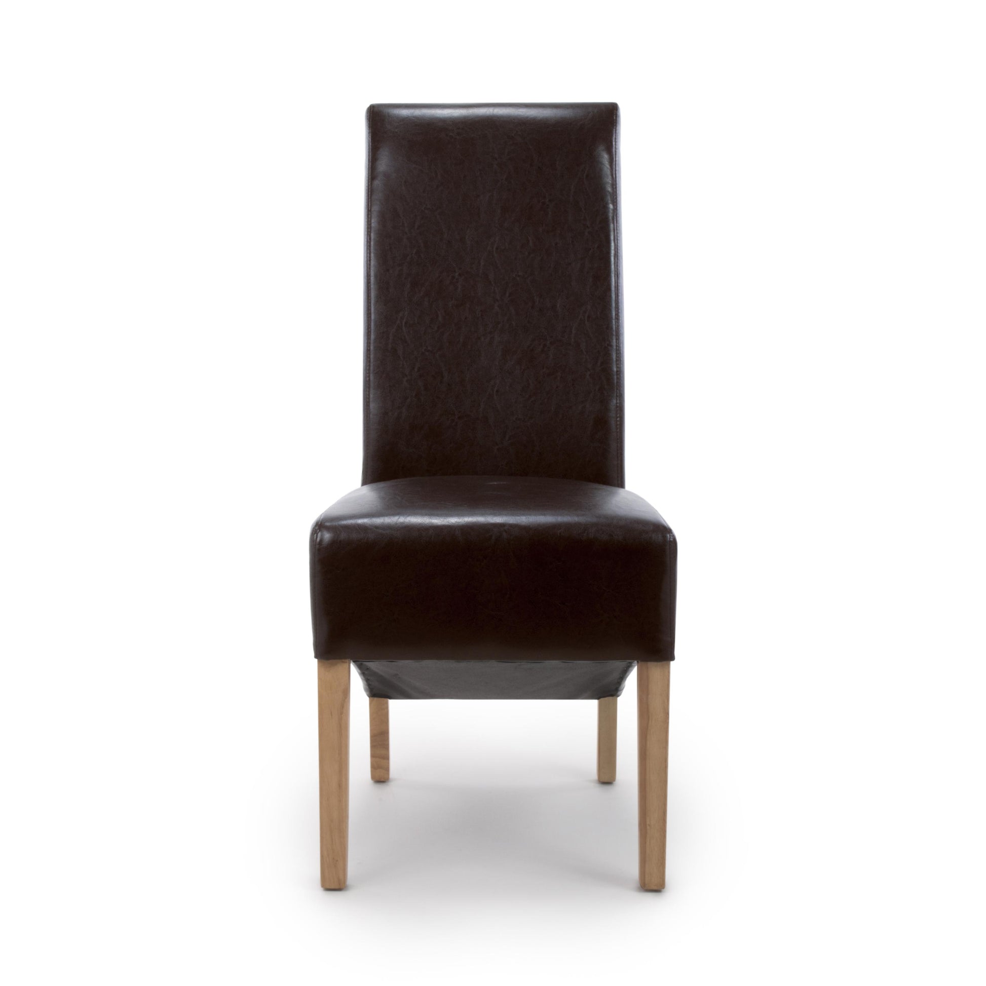 Krista Roll Back Bonded Leather Brown Dining Chair - Blythe Living