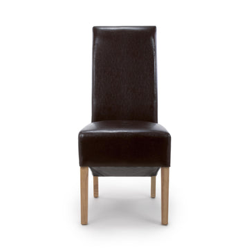 Krista Roll Back Bonded Leather Brown Dining Chair - Blythe Living