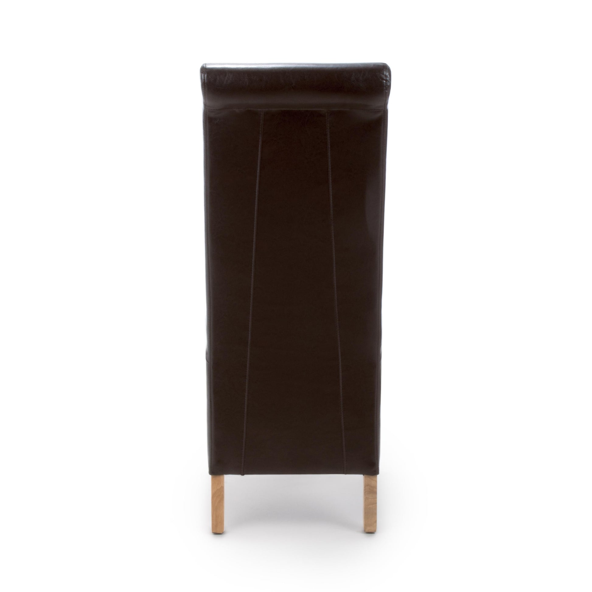 Krista Roll Back Bonded Leather Brown Dining Chair - Blythe Living