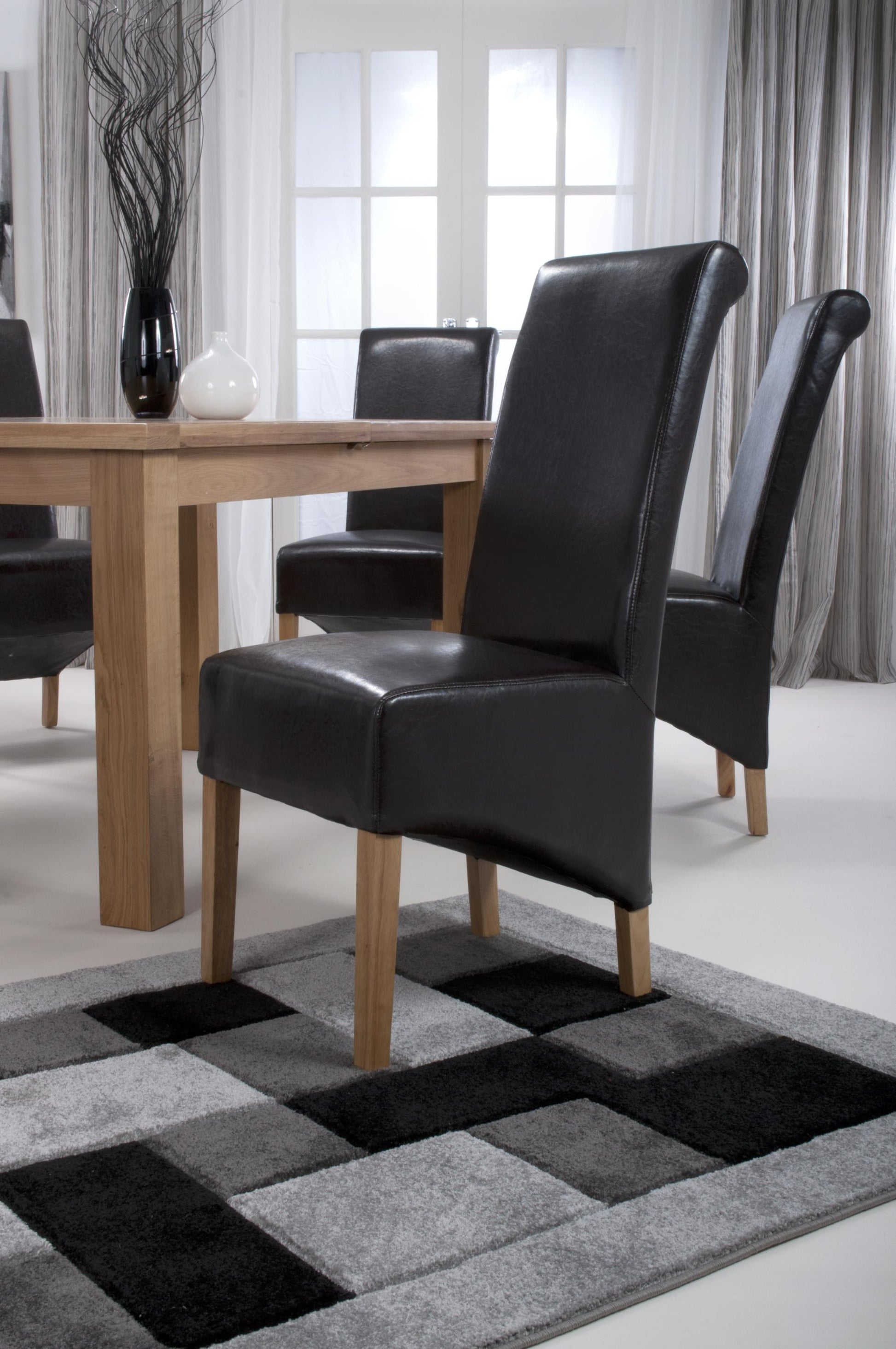 Krista Roll Back Bonded Leather Brown Dining Chair - Blythe Living