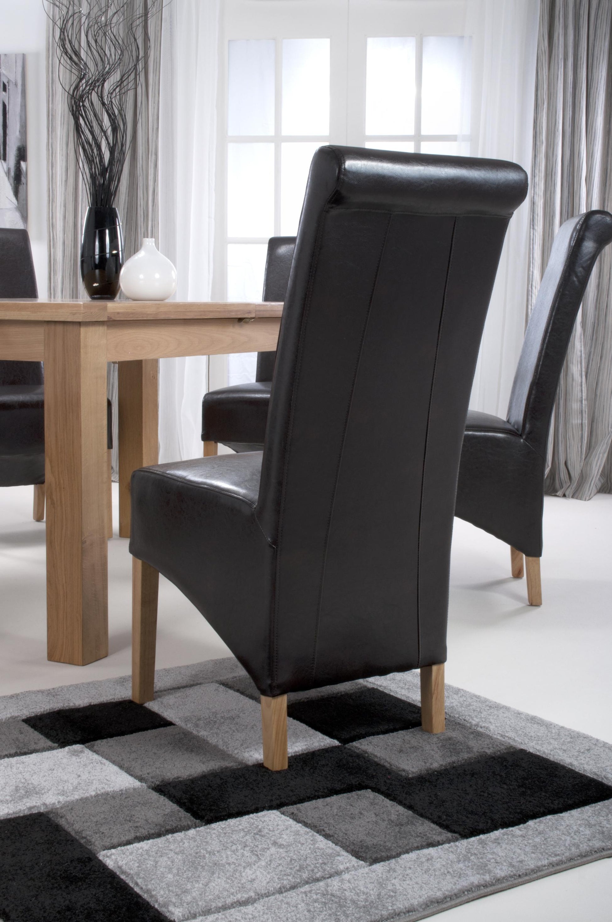 Krista Roll Back Bonded Leather Brown Dining Chair - Blythe Living
